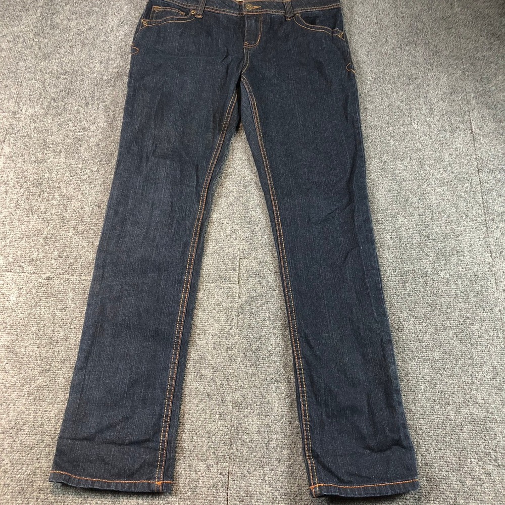 So Dark Wash Denim Jeans Size 11 Petite Juniors Embellished Stitching